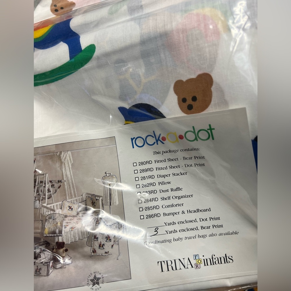 Rocking Horse Bears Baby Crib Sheet - Picture 3 of 7